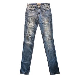 Gilded Intent Distressed Moto Jeans